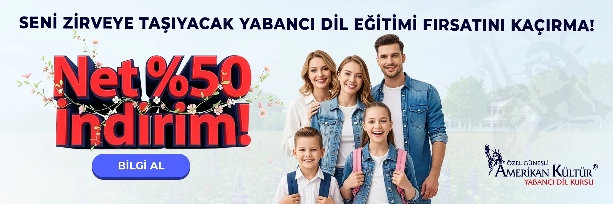 Sizi Zirveye Taşıyacak Yabancı Dil Eğitim Fırsatını Kaçırma! Net %50 İndirim!